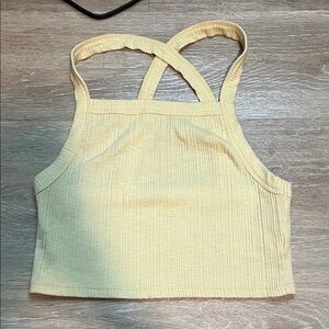 American Eagle Outfitters Yellow Ribbed Crop Top